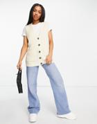 Cotton: On Rib Pocket Vest Cardi In Ecru-white