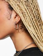 Topshop Oval Hoop Earrings In Gold And Silver Mix-multi