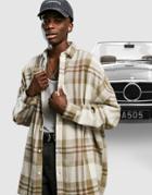 Asos Design Extreme Oversized Wool Mix Check Shirt In Ecru Large Scale-neutral