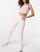 Weekday Rowe Cotton Straight Leg Jeans With Split In Light Pink - Pink