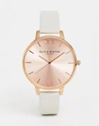 Olivia Burton Ob13bd11 Sunray Big Dial Leather Watch In Pink - Pink