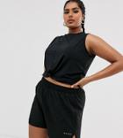 Asos 4505 Curve Knot Front Cropped Tank Top - Black