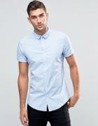 Asos Slim Shirt With Stretch In Blue - Blue