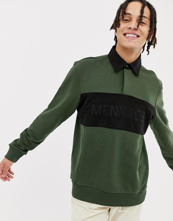 Mennace Oversized Ruby Polo Shirt In Khaki - Green