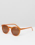 Asos Round Sunglasses In Crystal Brown - Brown