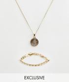 Chained & Able St Christopher Necklace & Chain Bracelet In 2 Pack Exclusive To Asos - Gold