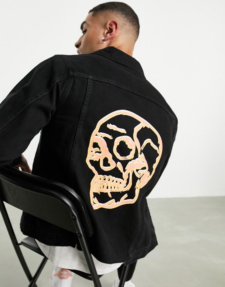 Bolongaro Trevor 3d Skull Denim Jacket-black