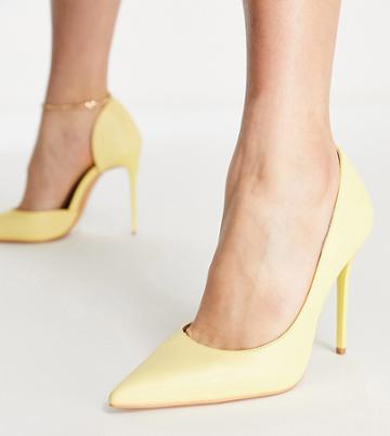 Truffle Collection Wide Fit Stiletto Heeled Shoes In Yellow