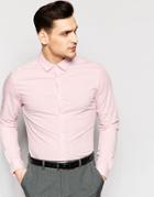 Asos Skinny Shirt In Pink With Long Sleeves - Pink