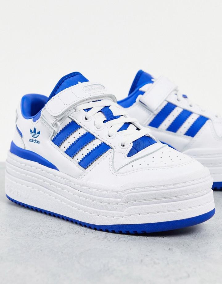 Adidas Originals Forum Triple Low Sneakers In White And Blue