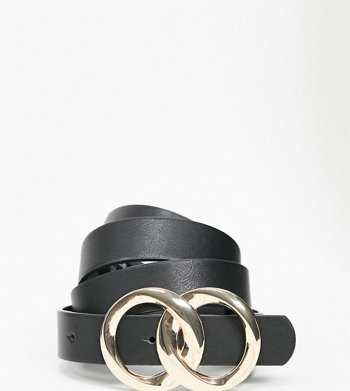 Asos Design Curve Double Chain Circle Waist And Hip Belt-black