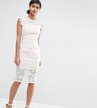 Asos Petite Lace Pencil Dress With Contrast Lining - White