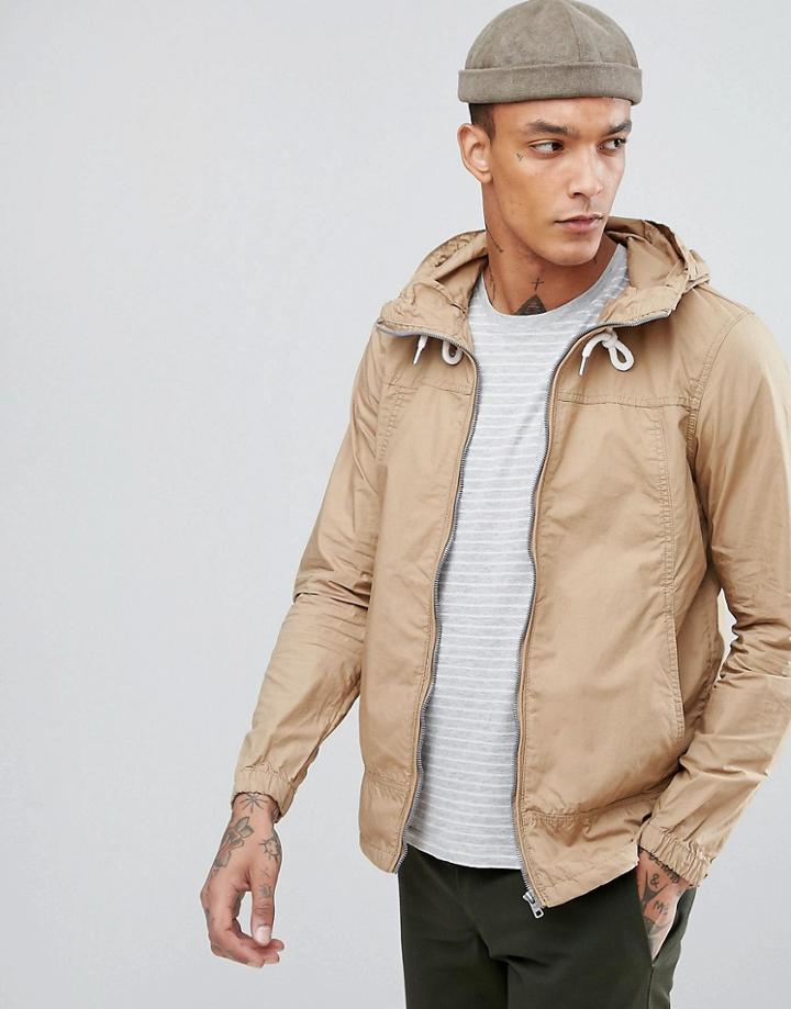 Pull & Bear Lightweight Hooded Jacket In Tan - Tan