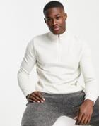 Selected Homme Lightweight 1/4 Zip Sweater In Ecru-neutral