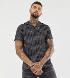 Mauvais Revere Shirt In Stripe Relaxed Fit - Navy