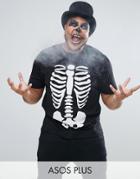 Asos Plus Halloween Relaxed T-shirt With Rib Cage Print - Black