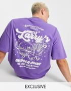 Reclaimed Vintage Inspired Oversized T-shirt With Burger Front Print In Washed Purple