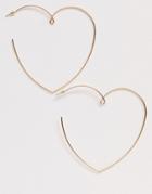Asos Design Statement Hoop Earrings In Looped Heart Design In Gold Tone - Gold