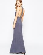 Tfnc Wrap Front Maxi Dress With Embellished T-bar Back - Dark Gray