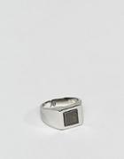 Aetherston Signet Ring In Antique Silver With Hematite Finish - Silver