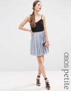 Asos Petite Pleated Lace Mini Skirt - Ice Blue