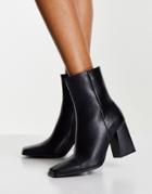 Truffle Collection Square Toe Heeled Ankle Boots In Black