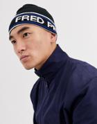 Fred Perry Tipping Logo Beanie In Black