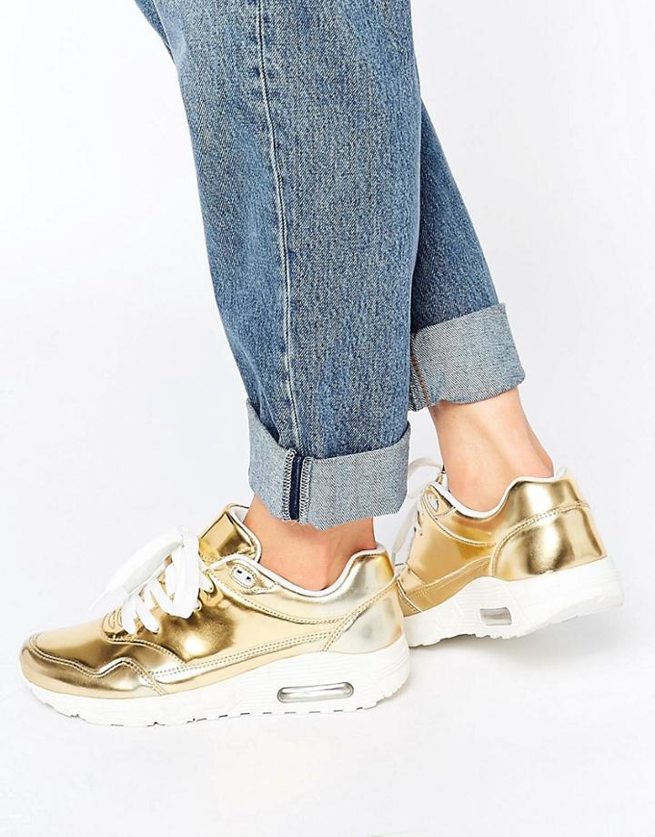 Missguided Metallic Sneaker - Gold