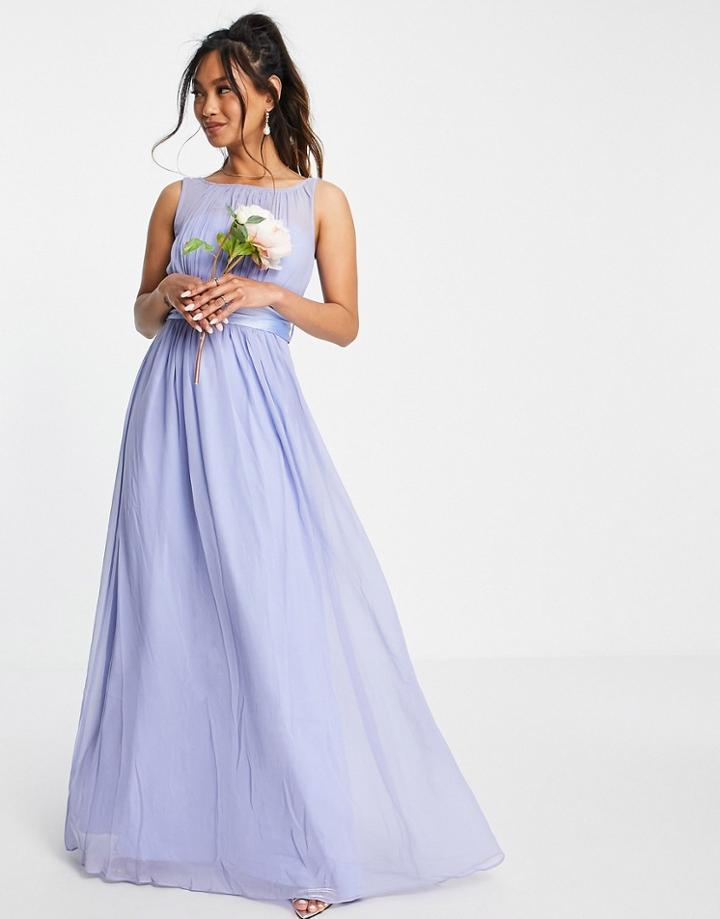 Little Mistress Bridesmaids Tie Waist Maxi Dress In Blue-blues