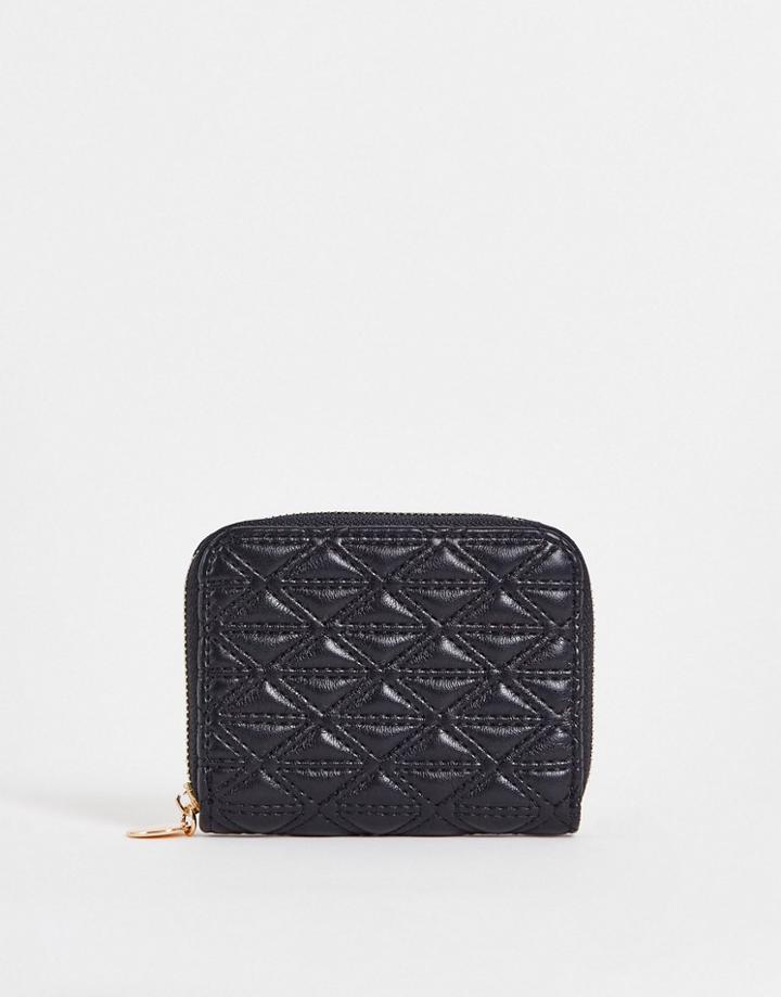 Asos Design Quilted Wallet In Black