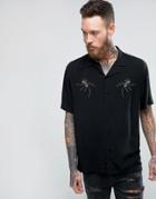 Asos Regular Fit Viscose Shirt With Studded Spiders - Black