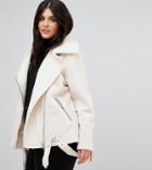 Alice & You Aviator Jacket In Faux Shearling - Cream