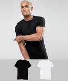 Asos Muscle Fit T-shirt With Crew Neck 2 Pack Save - Multi