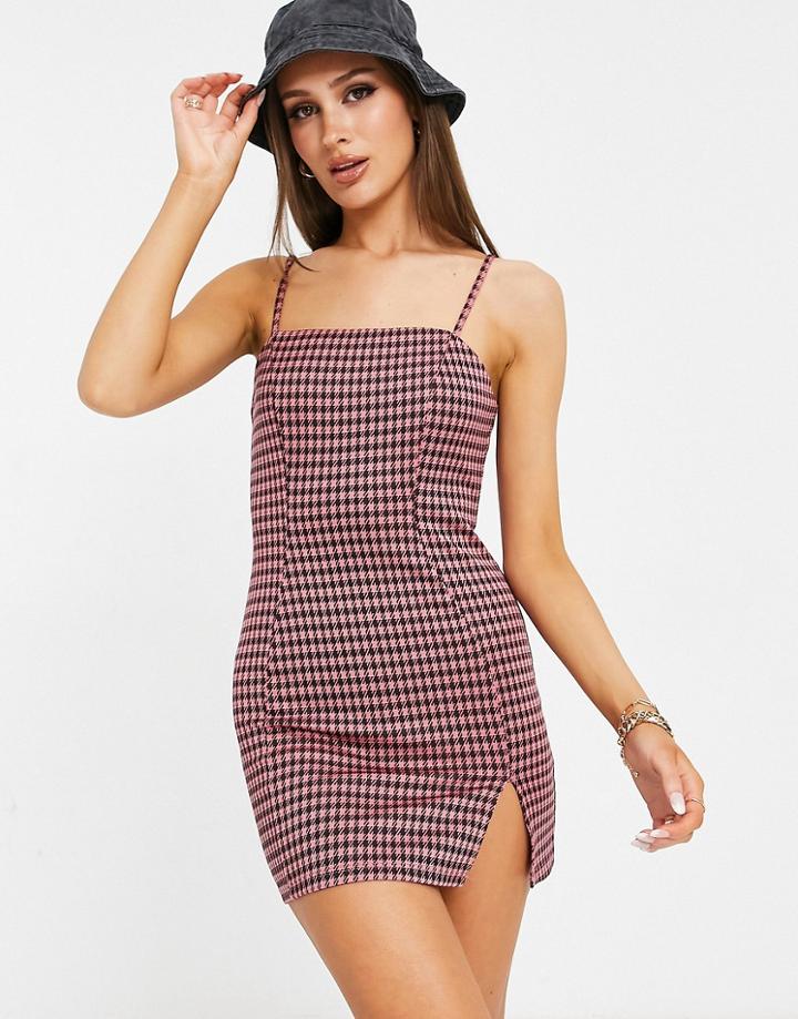 Asos Design Jersey 90s Dress In Mini Check - Part Of A Set-multi