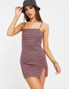 Asos Design Jersey 90s Dress In Mini Check - Part Of A Set-multi