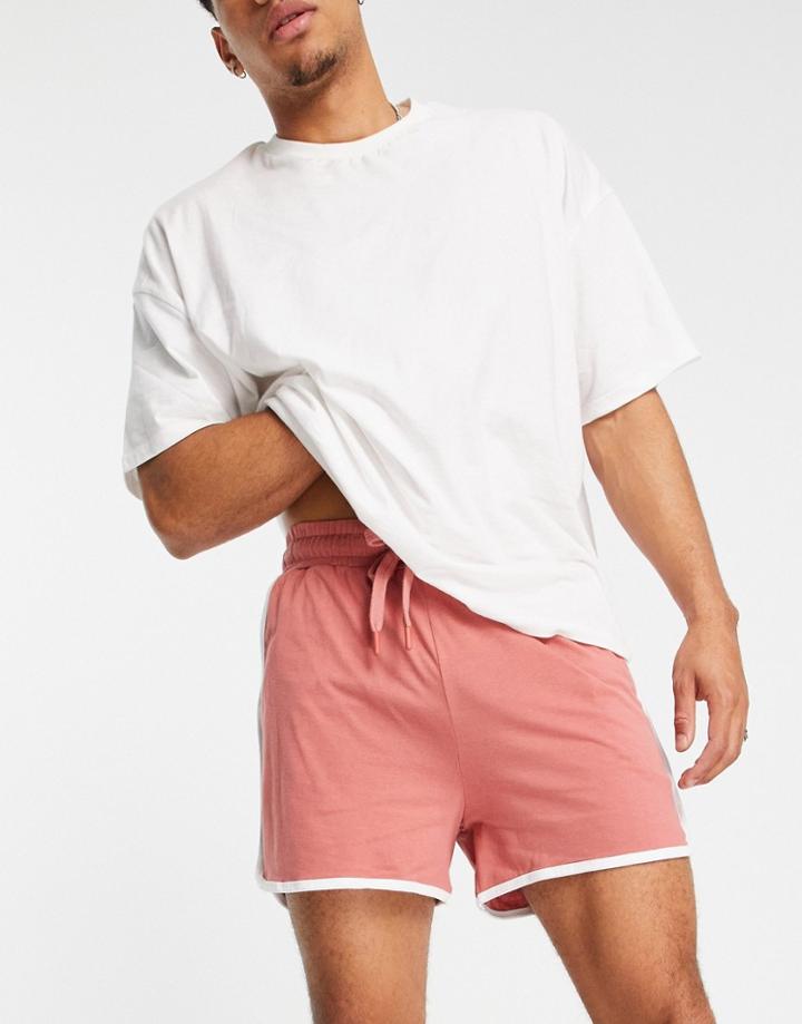 Asos Design Lounge Runner Shorts In Pastel Pink-multi