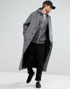 Asos Wool Mix Long Lined Overcoat In Prince Of Wales Check - Gray