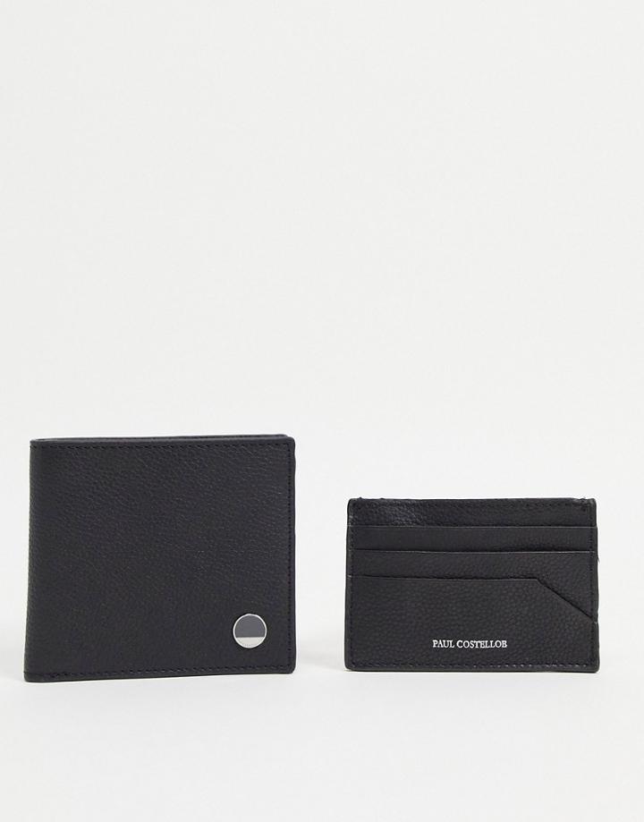 Paul Costelloe Leather Wallet And Card Holder Set-black