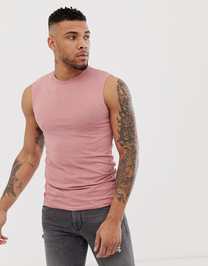 Asos Design Organic Muscle Fit Tank Tank In Pink - Pink