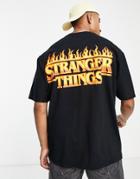 Pull & Bear Stranger Things Back Print T-shirt In Black