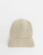 My Accessories London Ribbed Beanie In Oatmeal-neutral