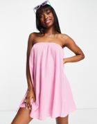 Asos Design Bandeau Beach Mini Dress In Pink