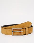 Asos Smart Suede Belt With Stitch Detail - Tan