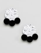 Asos Design Mono Resin Pom Pom Earrings - Multi