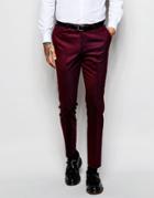 Noose & Monkey Tuxedo Suit Pants With Stretch In Skinny Fit - Burgundy