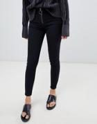 Dr Denim Rex Mid Rise Skinny Jean With Exposed Zipper - Black