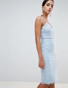 Missguided Cami Strap Lace Midi Dress - Blue