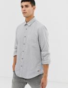 Esprit Slim Fit Oxford Shirt With Mini Stripe In Navy - Navy
