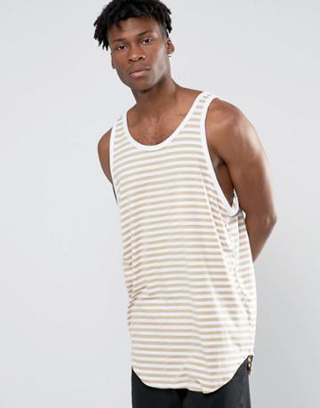 Other Uk Longline Striped Tank - Stone