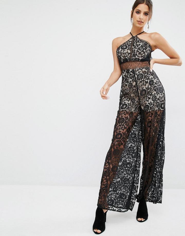 Kendall + Kylie Lace Sleeveless Jumpsuit - Black